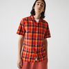 LACOSTE Check Cotton Fabric Shirt - Red/Orange/Blue - Thumbnail 4