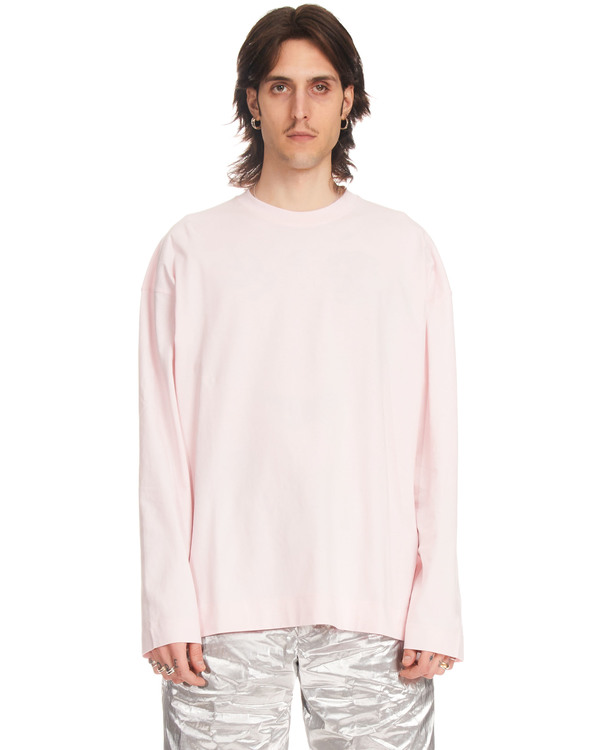 DRIES VAN NOTEN Tシャツ ジャージー×オーガンザ ピンク Dries Van Noten Long Sleeved T-shirt - PINK | Garmentory