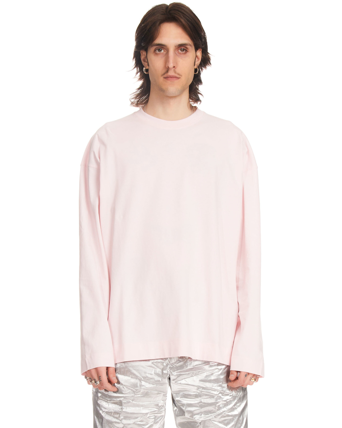 DRIES VAN NOTEN Tシャツ  ジャージー×オーガンザ ピンク Dries Van Noten Pink cotton T-shirt with bow | TheDoubleF