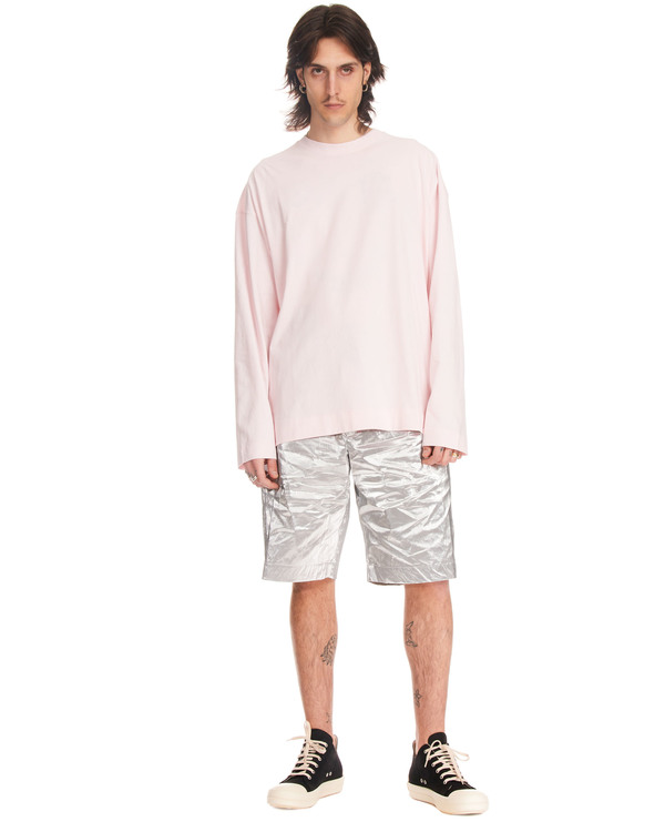 DRIES VAN NOTEN Tシャツ  ジャージー×オーガンザ ピンク Dries Van Noten Long Sleeved T-shirt - PINK | Garmentory