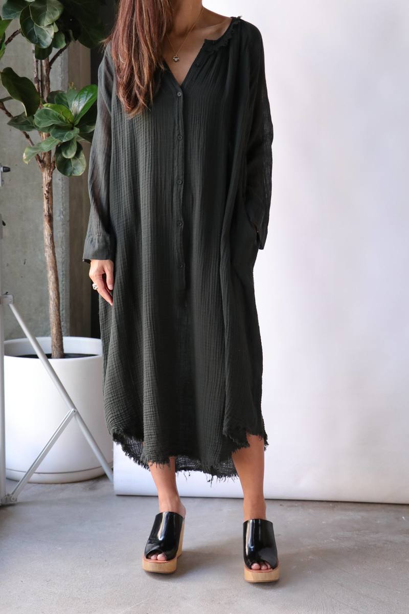 raquel allegra green dress Raquel Allegra Green, Black and Blue Wrap Dress, M main image 1