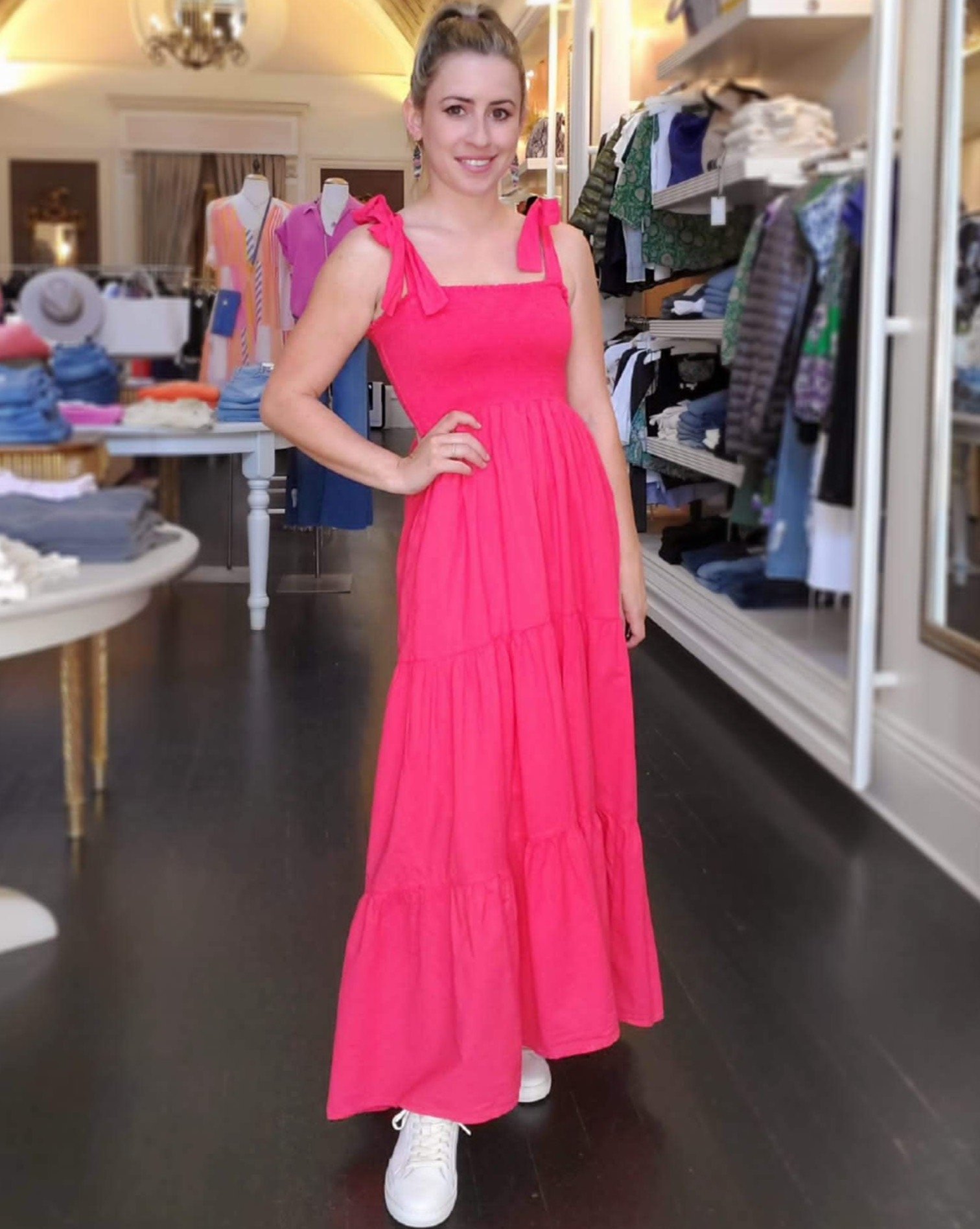 satin maxi bridesmaid dress MAREN SATIN HALTER MAXI Dress | Tie-Neck Wedding Guest Dress