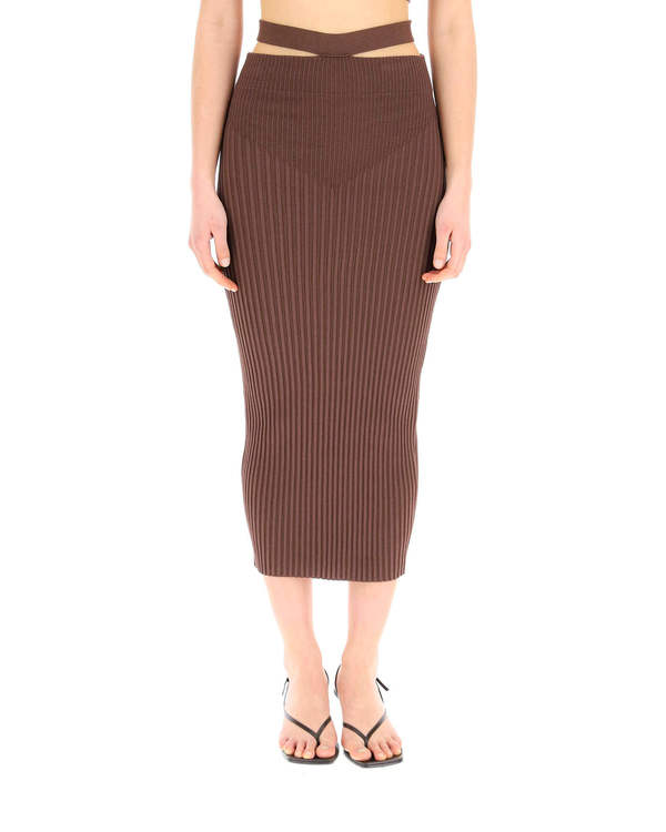 スカート ANDREADAMO Andrea Adamo Skirts (ADPS23SK10947473 0476002) Andrea Adamo Ribbed Midi Skirt - Brown | Garmentory