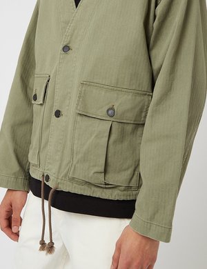 orSlow USMC V-Neck Herringbone Twill Jacket - Green Used | Garmentory