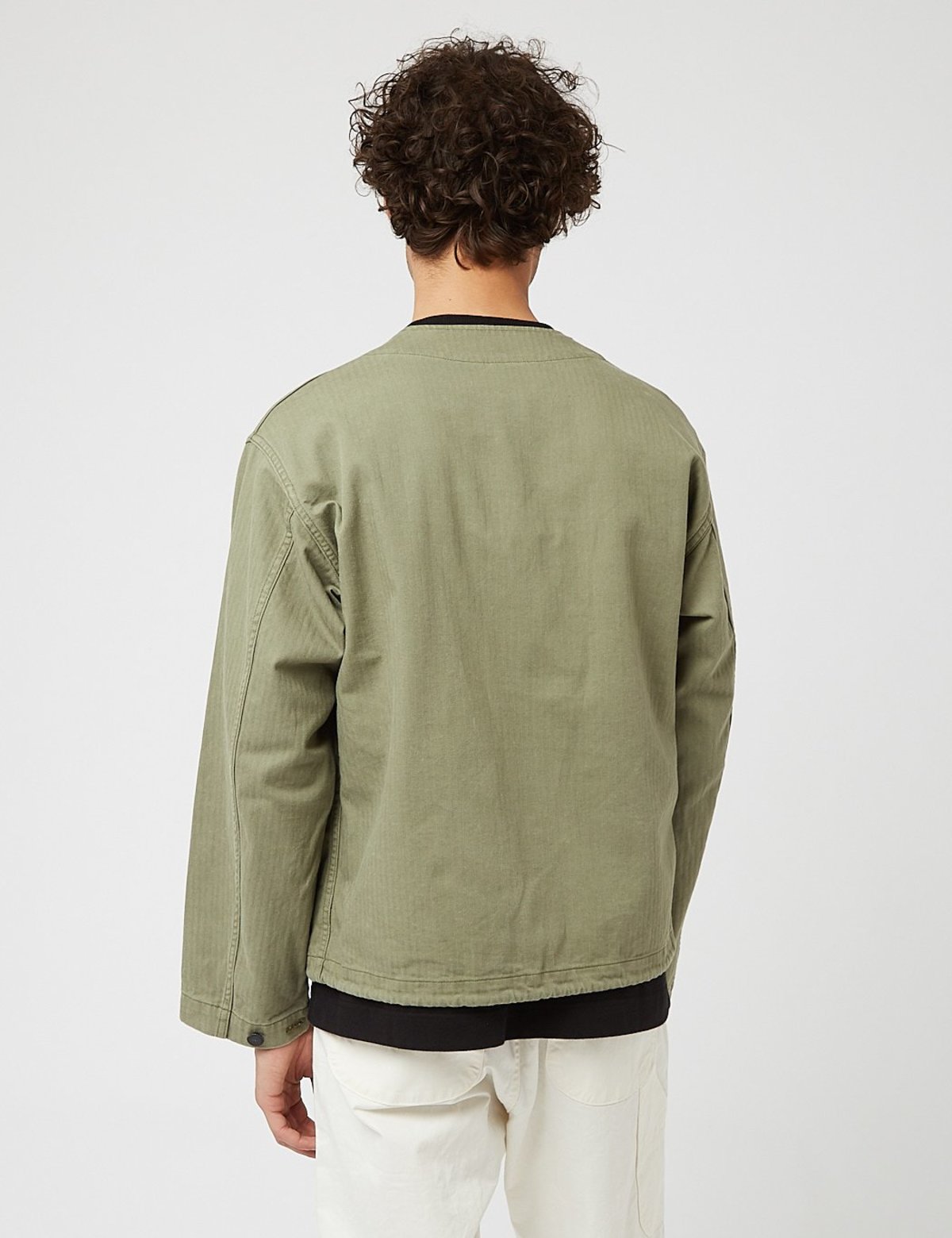 orSlow USMC V-Neck Herringbone Twill Jacket - Green Used | Garmentory