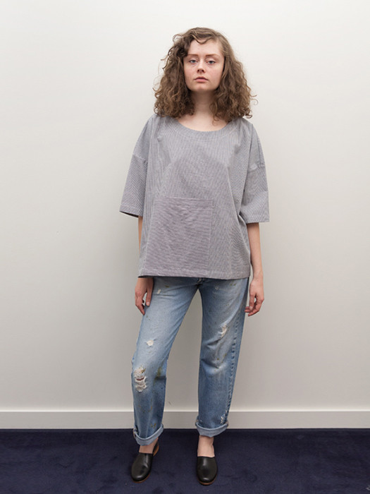 Rowena Sartin Oversize Pocket Shirt, Pinstripe Rowena Sartin Oversize Pocket Shirt, Pinstripe