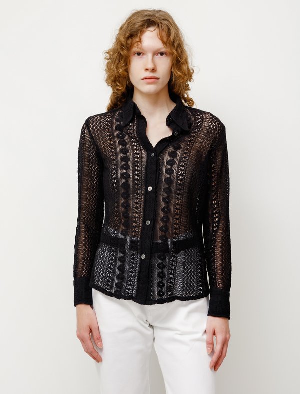 Our Legacy 70s Cotton Crochet Line Shirt - Black | Garmentory