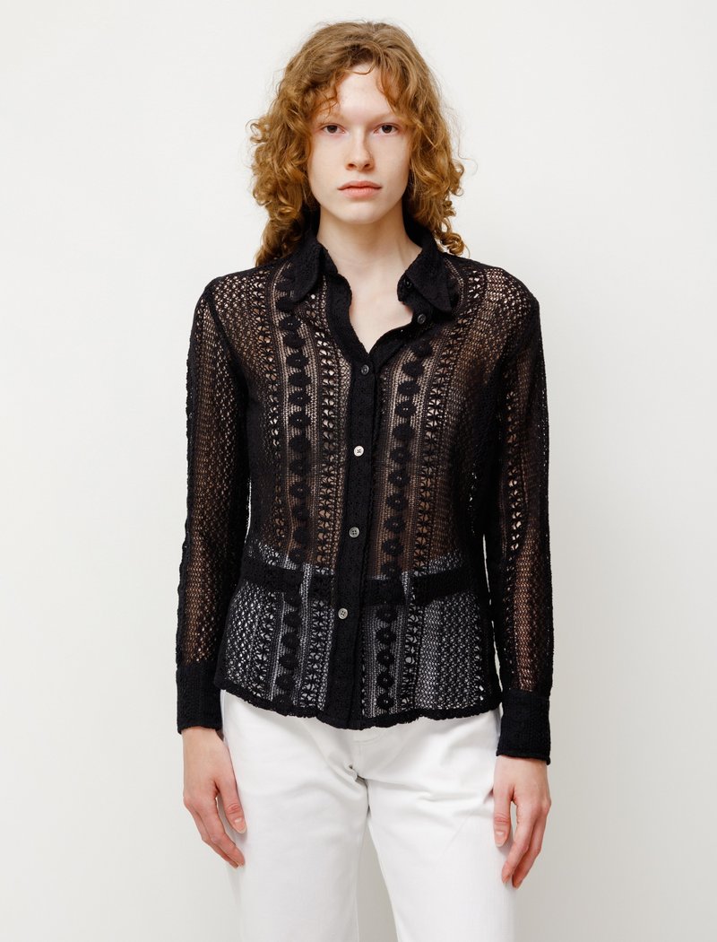 Our Legacy 70s Cotton Crochet Line Shirt - Black | Garmentory