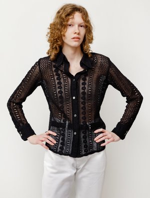 Our Legacy 70s Cotton Crochet Line Shirt - Black | Garmentory