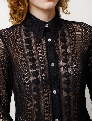 Our Legacy 70s Cotton Crochet Line Shirt - Black | Garmentory