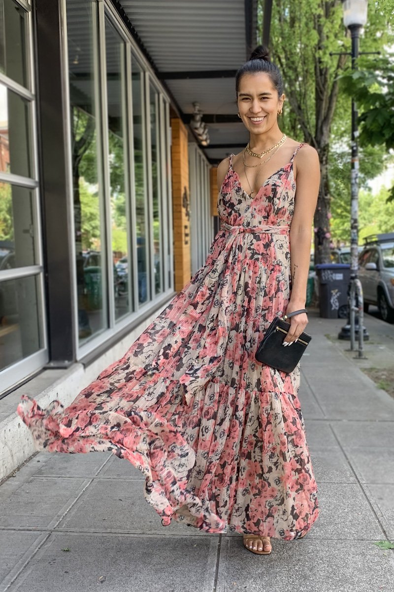 chinese dress ladies Tropical Floral Maxi Dress Small main image 0