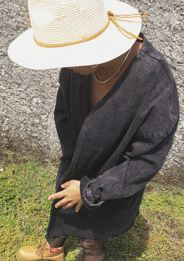 Berenik V-neck Zip Denim Summer Dress/Jacket - Washed Black Berenik V-neck Zip Denim Summer Dress/Jacket - Washed Black
