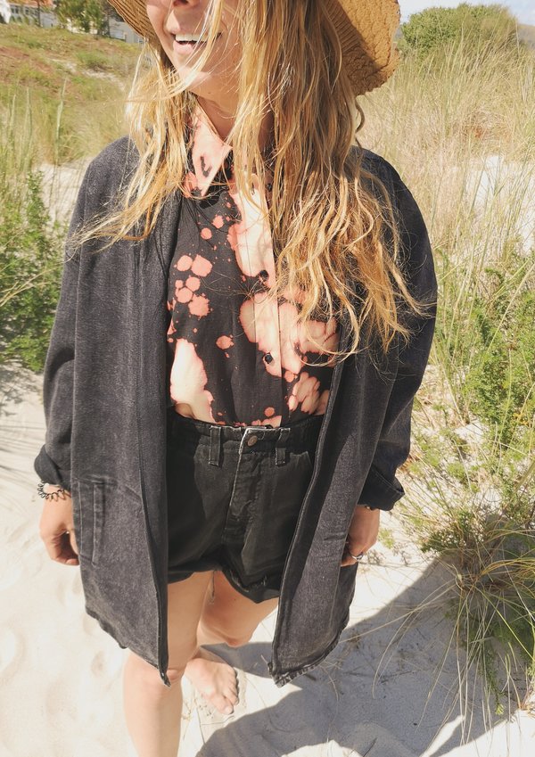 Berenik V-neck Zip Denim Summer Dress/Jacket - Washed Black Berenik V-neck Zip Denim Summer Dress/Jacket - Washed Black