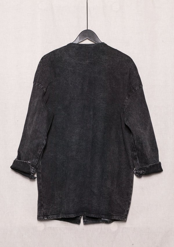 Berenik V-neck Zip Denim Summer Dress/Jacket - Washed Black Berenik V-neck Zip Denim Summer Dress/Jacket - Washed Black