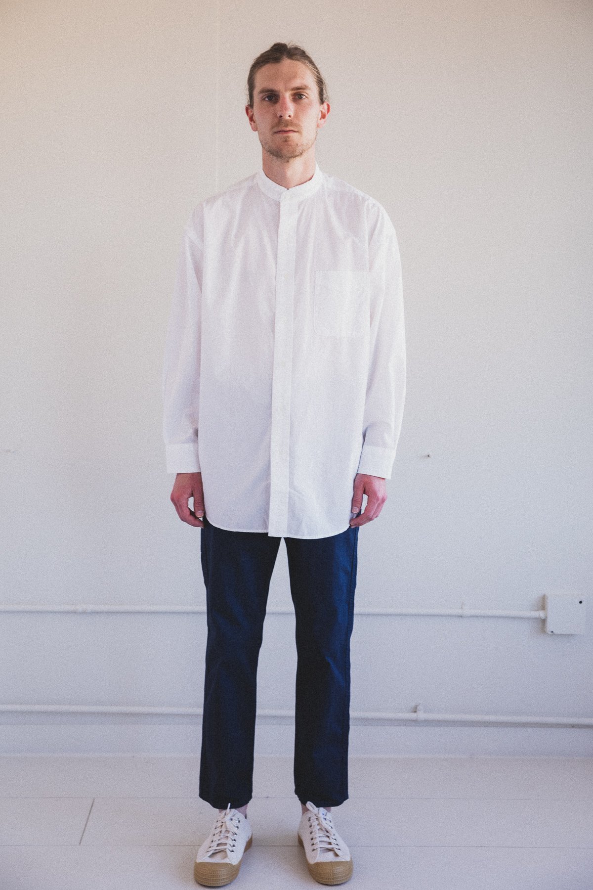 Orslow LOOSE FIT STAND COLLAR SHIRT - White | Garmentory