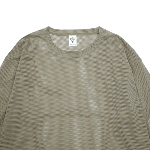 South2 West8 KNIT MESH SIDE SLIT CREWNECK SHIRT - OLIVE | Garmentory