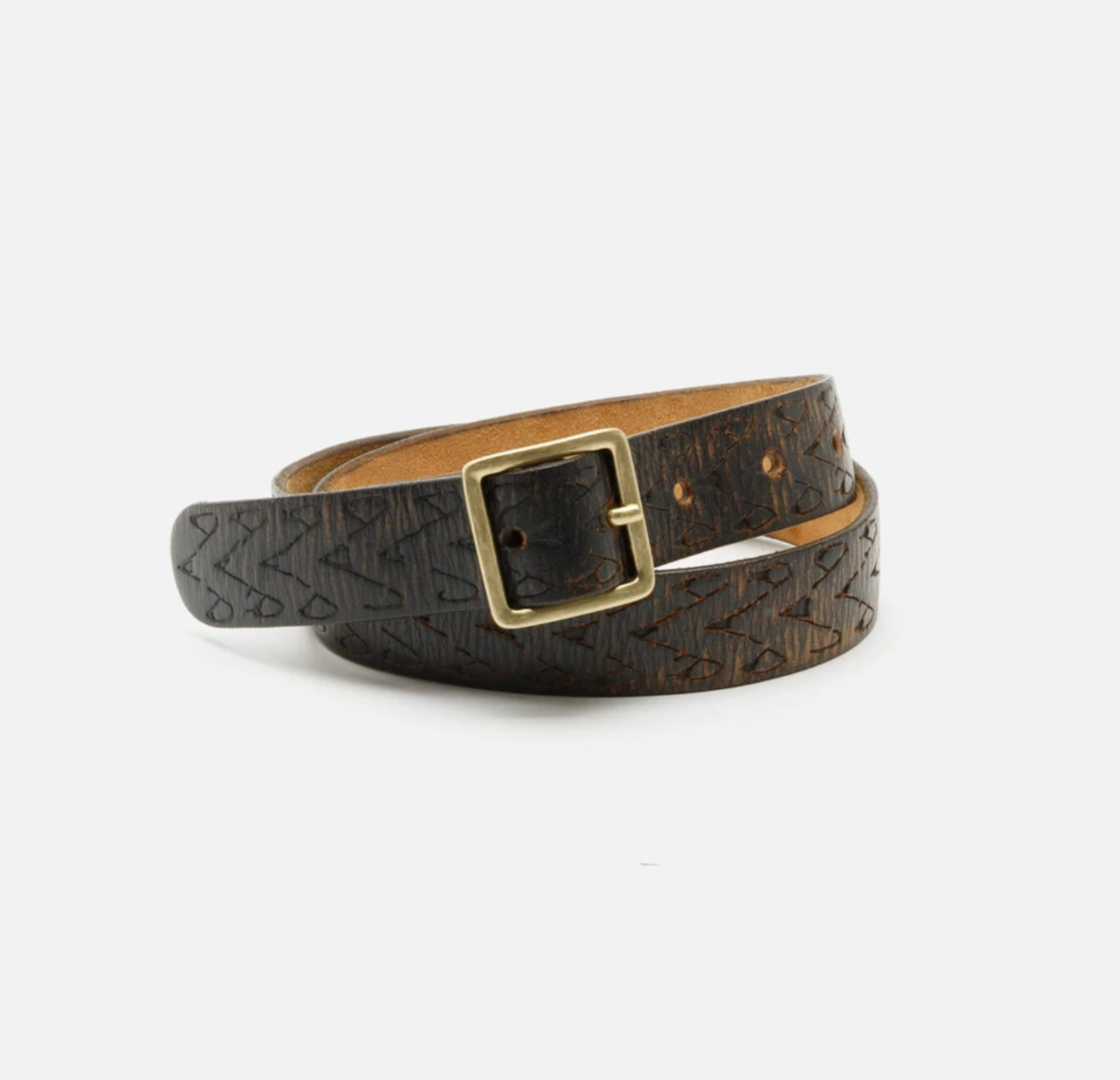 Re/Done Embossed Square Belt - Worn Brown | Garmentory display picture 1