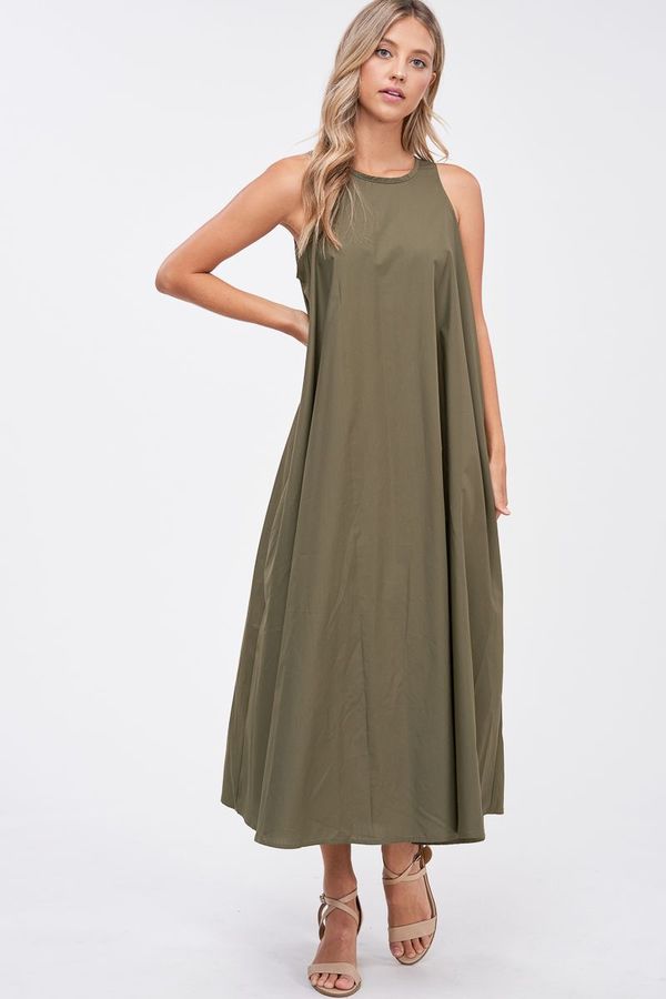 En Saison Poplin Tent Dress - Olive Green on Garmentory