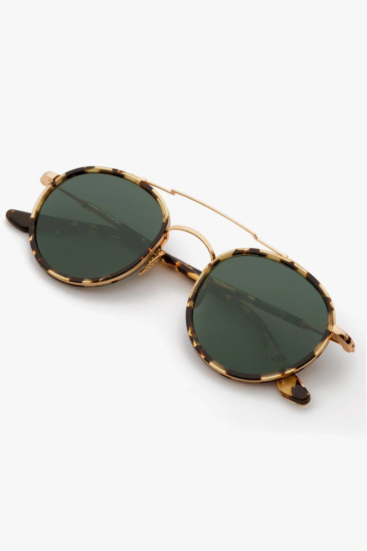 KREWE Tortoise Shell Frame Sunglasses with Gold Double Bridge Matte Oyster 24K St Louis Sunglasses | KREWE main image 2