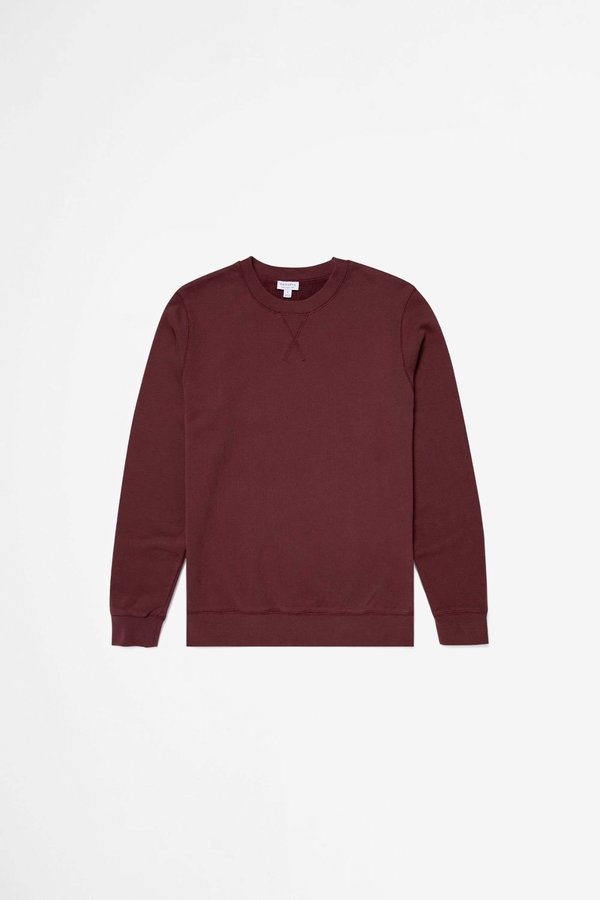 Sunspel Cotton Loopback Sweatshirt - Oxblood Sunspel Cotton Loopback Sweatshirt - Oxblood