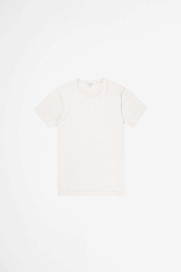 Sunspel Organic Cotton Riviera T-shirt - Archive White Melange Sunspel Organic Cotton Riviera T-shirt - Archive White Melange