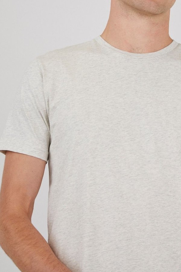 Sunspel Organic Cotton Riviera T-shirt - Archive White Melange Sunspel Organic Cotton Riviera T-shirt - Archive White Melange
