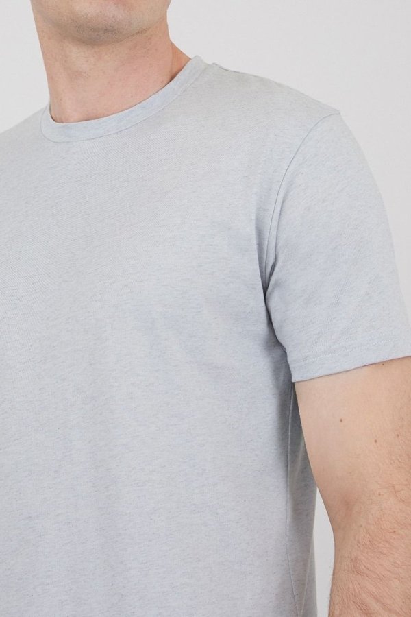 Sunspel Organic Cotton Riviera T-shirt - Powder Blue Melange Sunspel Organic Cotton Riviera T-shirt - Powder Blue Melange