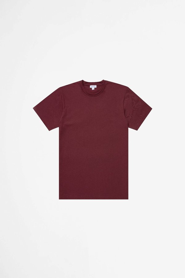 Sunspel Organic Cotton Riviera T-shirt - Powder Oxblood Melange Sunspel Organic Cotton Riviera T-shirt - Powder Oxblood Melange