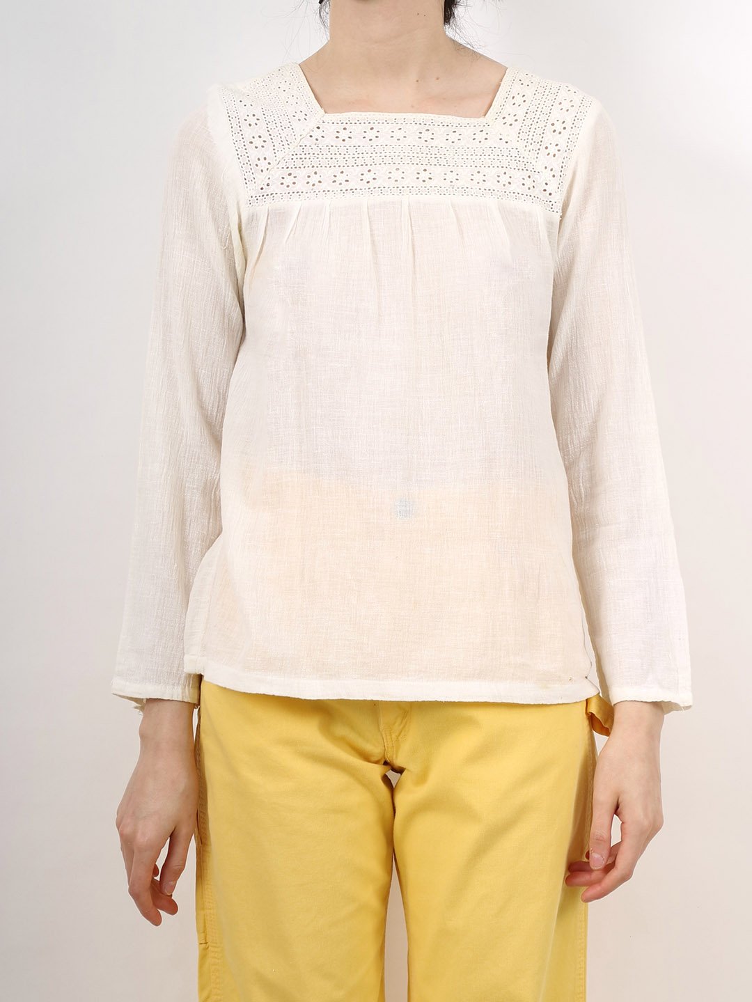 Vintage 70s peasant blouse cream Garmentory