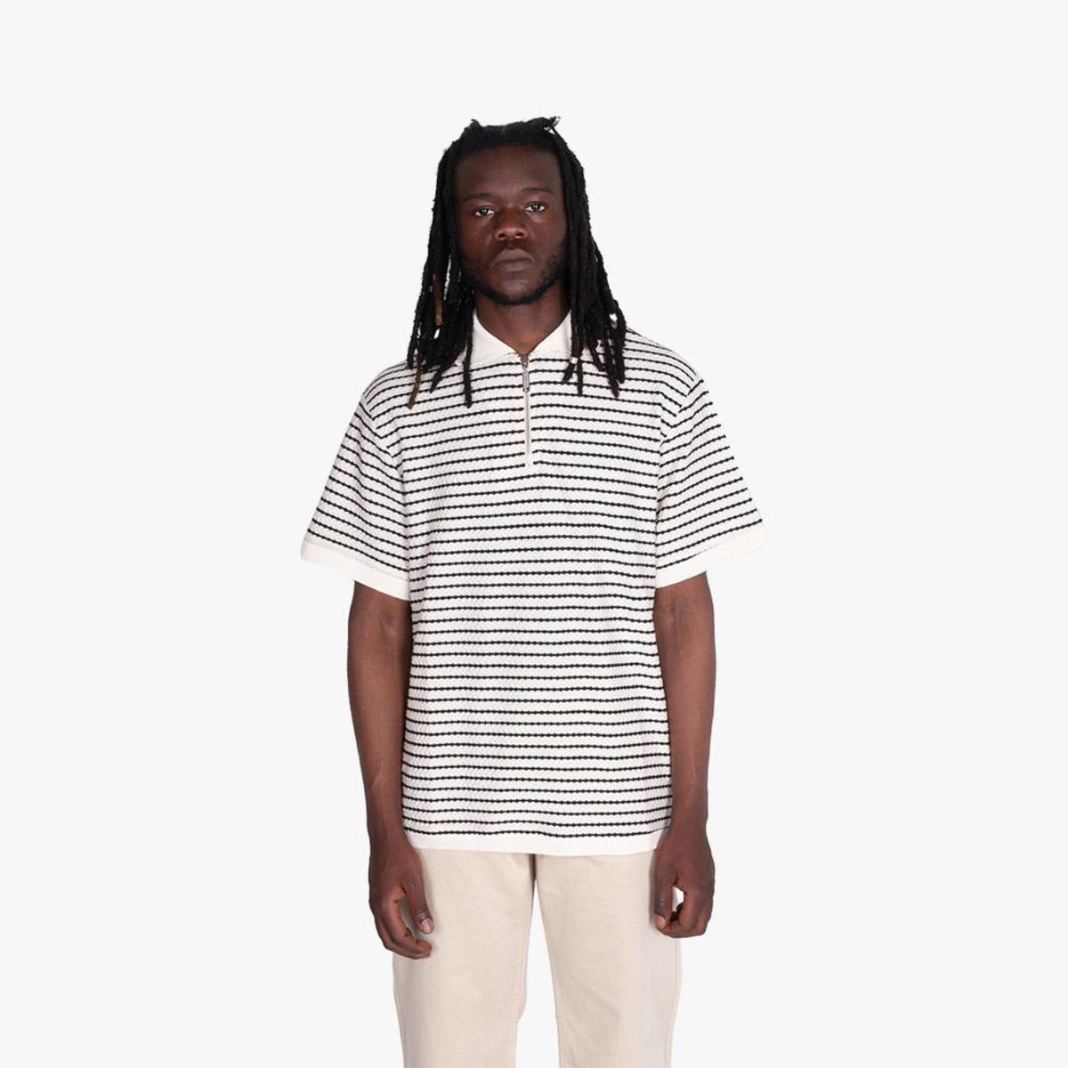 Fucking Awesome School Day Quarter Zip Polo Shirt - Black/White