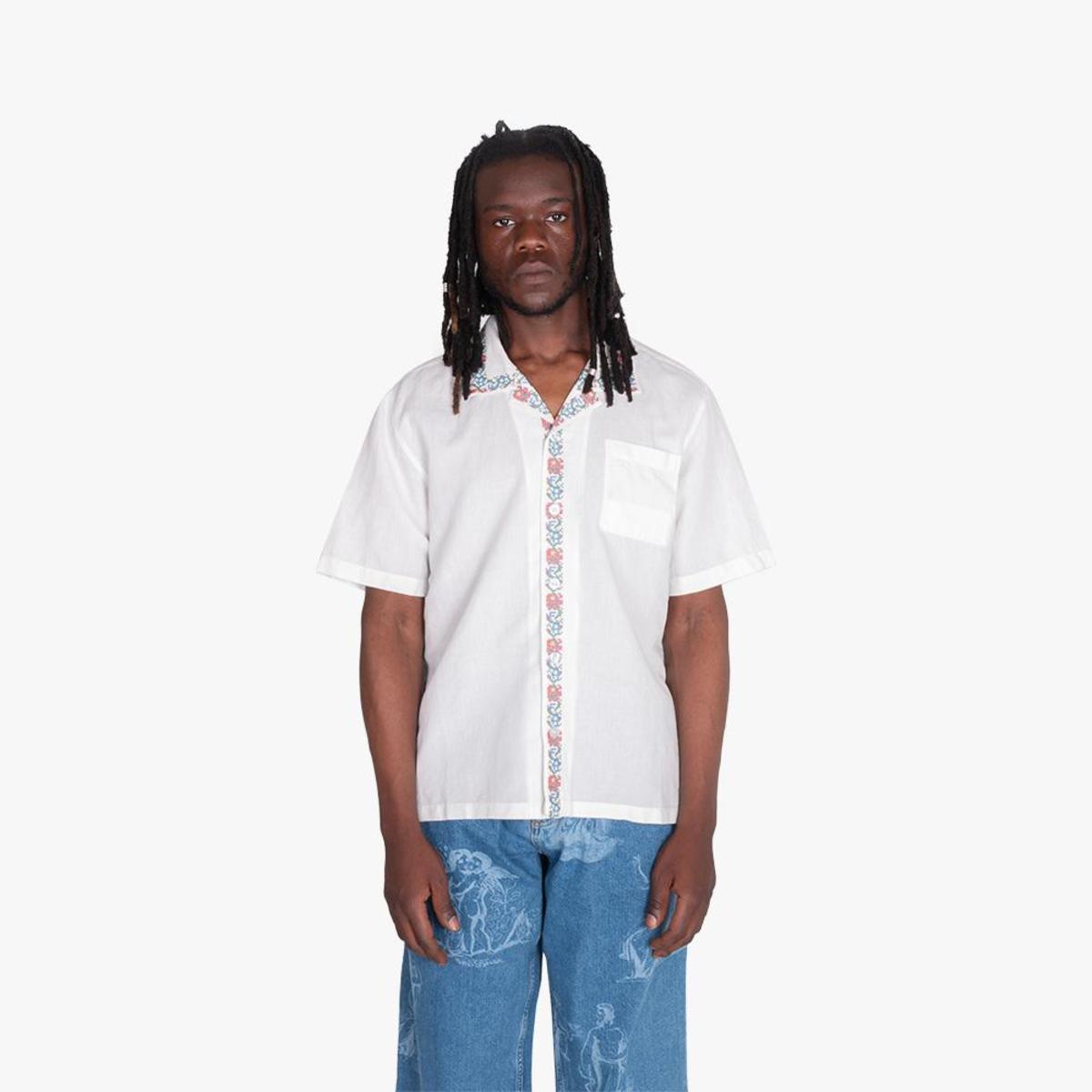 Fucking Awesome Tetris Flowers Linen Club Shirt - White