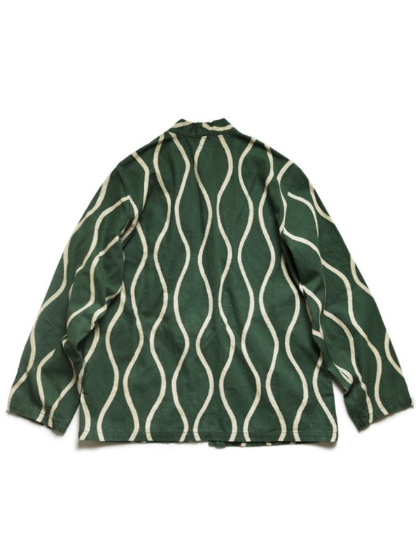 Kapital Cotton Linen Canvas DRUNKEN Stripe KAKASHI Shirt - Green