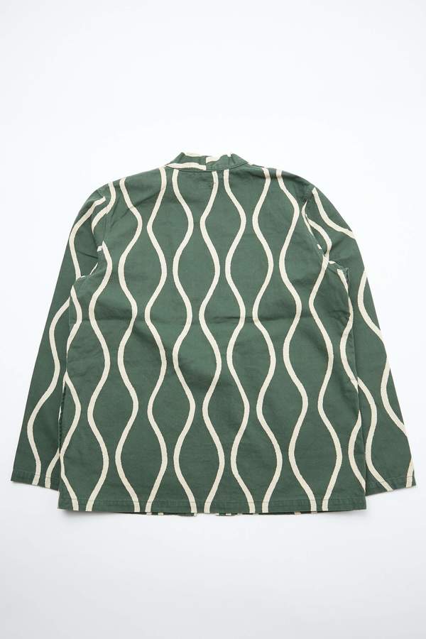 Kapital Cotton Linen Canvas DRUNKEN Stripe KAKASHI Shirt - Green