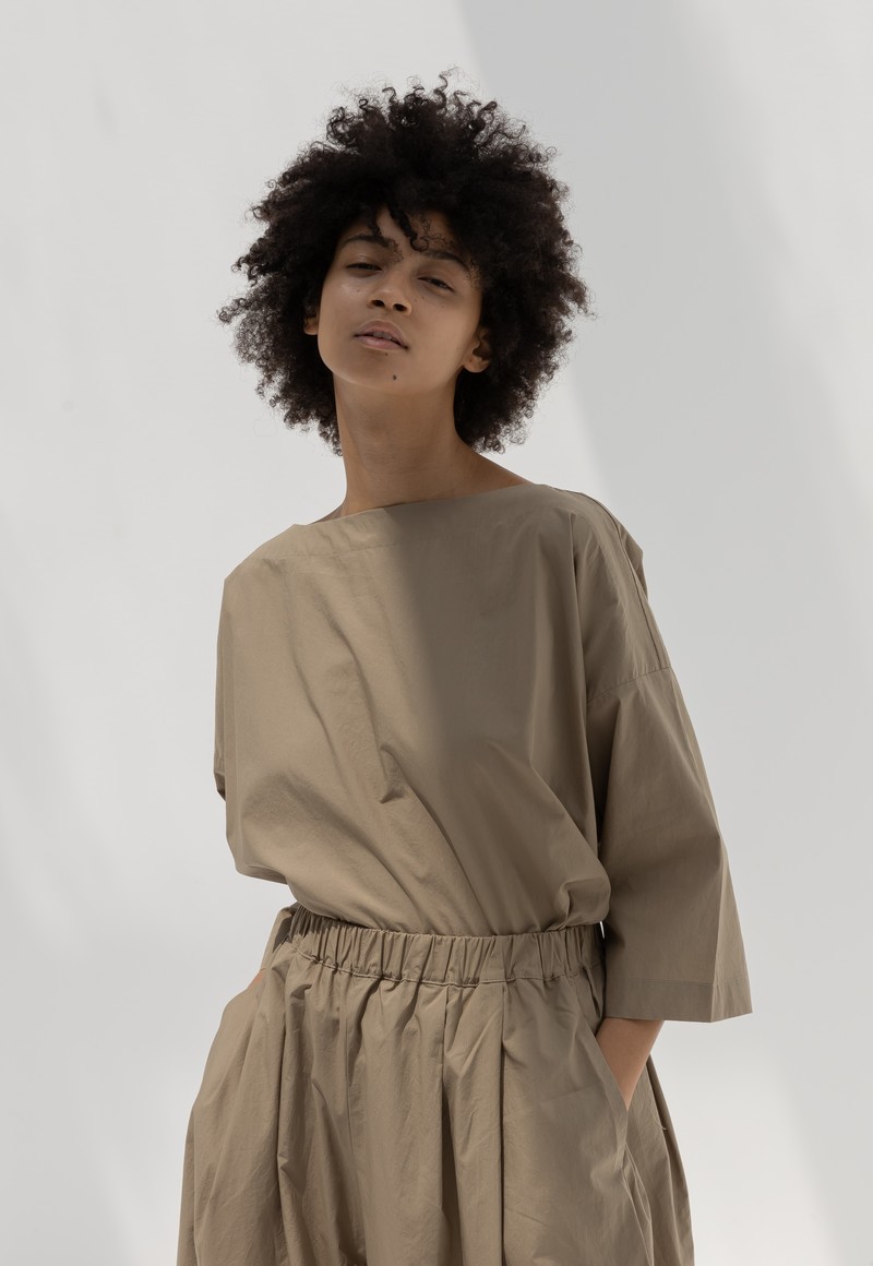 Black Crane Boat Neck Top - Clay Black Crane Boat Neck Top - Clay