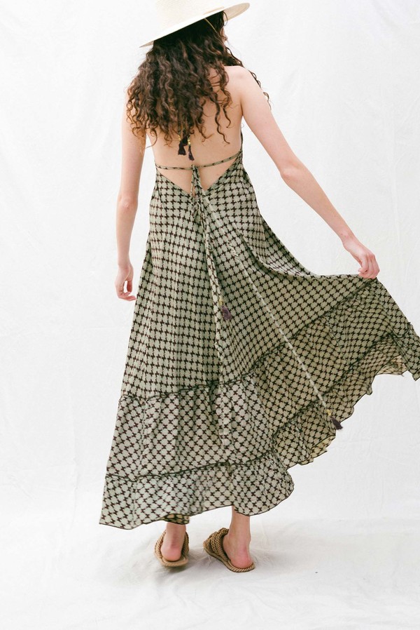 Karma Highway Tiered Magic Dress - Green/Brown Combo | Garmentory