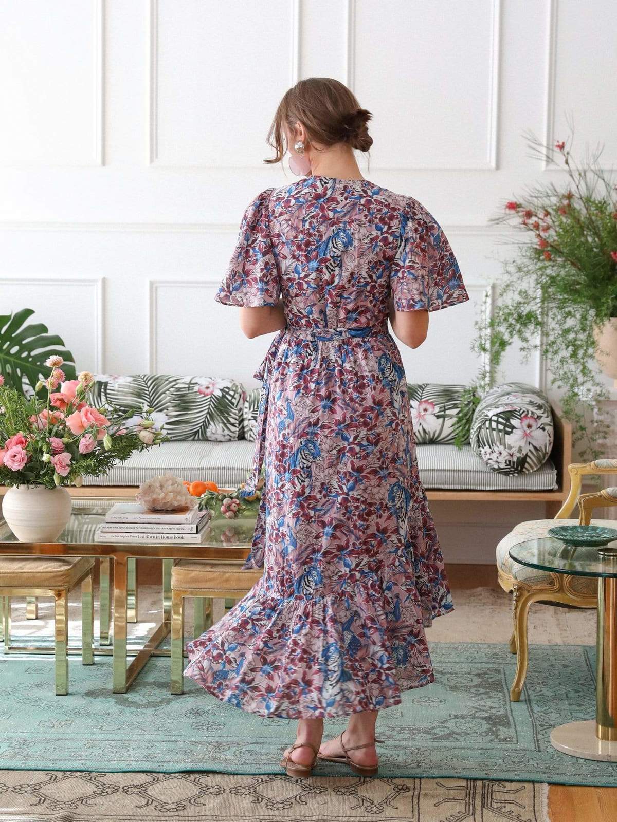 chinese dress ladies Floral Maxi Dress with Long Sleeves - Helena
