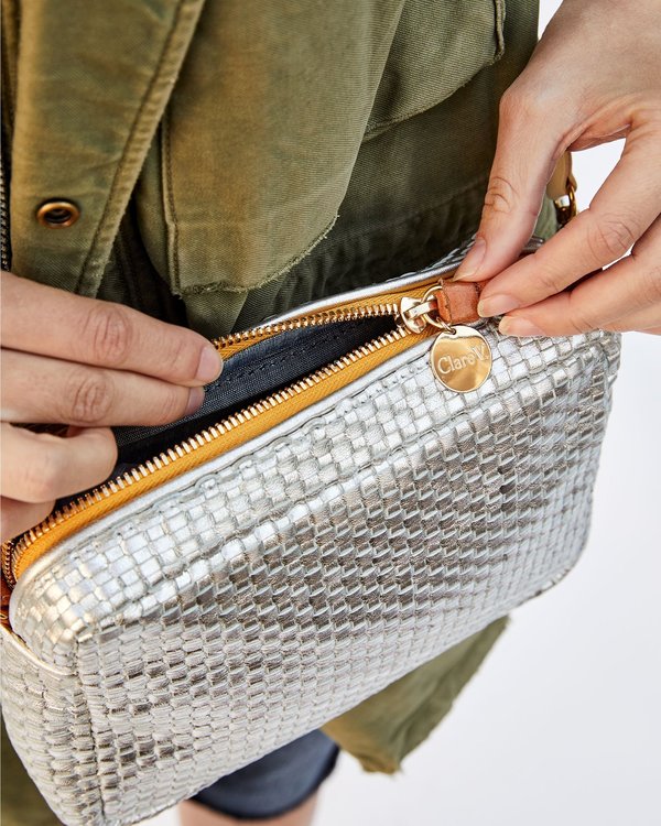 Clare V. Midi Sac - Silver Woven Clare V. Midi Sac - Silver Woven