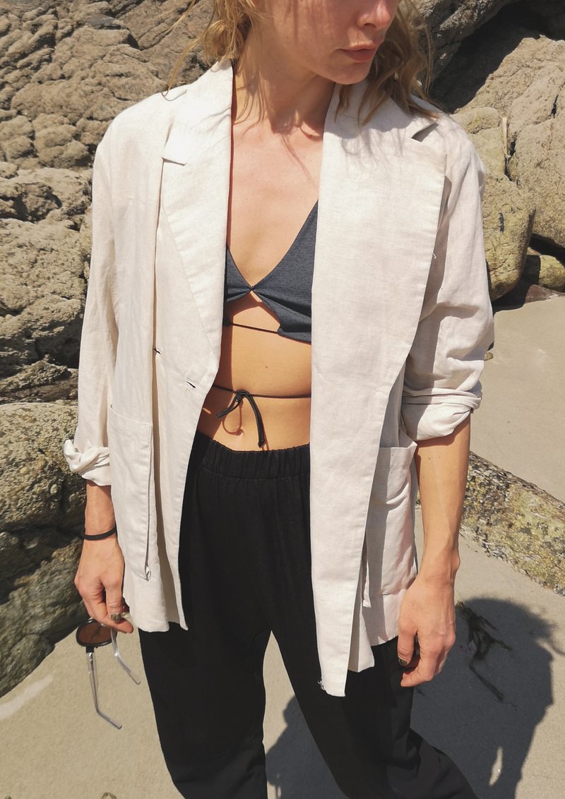 Berenik  natural linen LIGHT SUMMER BLAZER - whithe