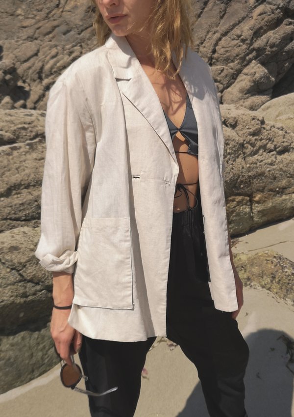 Berenik  natural linen LIGHT SUMMER BLAZER - whithe