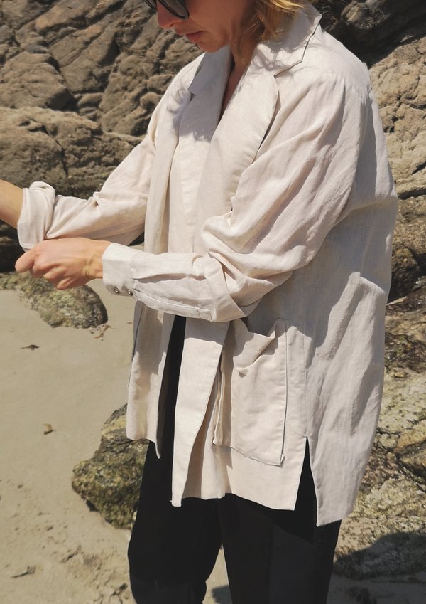 Berenik  natural linen LIGHT SUMMER BLAZER - whithe