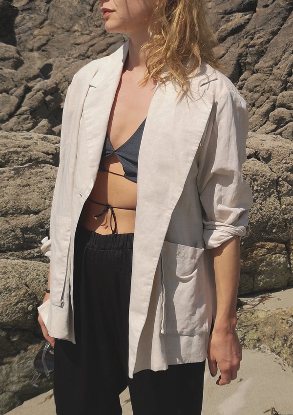 Berenik  natural linen LIGHT SUMMER BLAZER - whithe