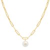 Tai Chain Link Necklace with Pearl Ball Accent - Gold - Thumbnail 1
