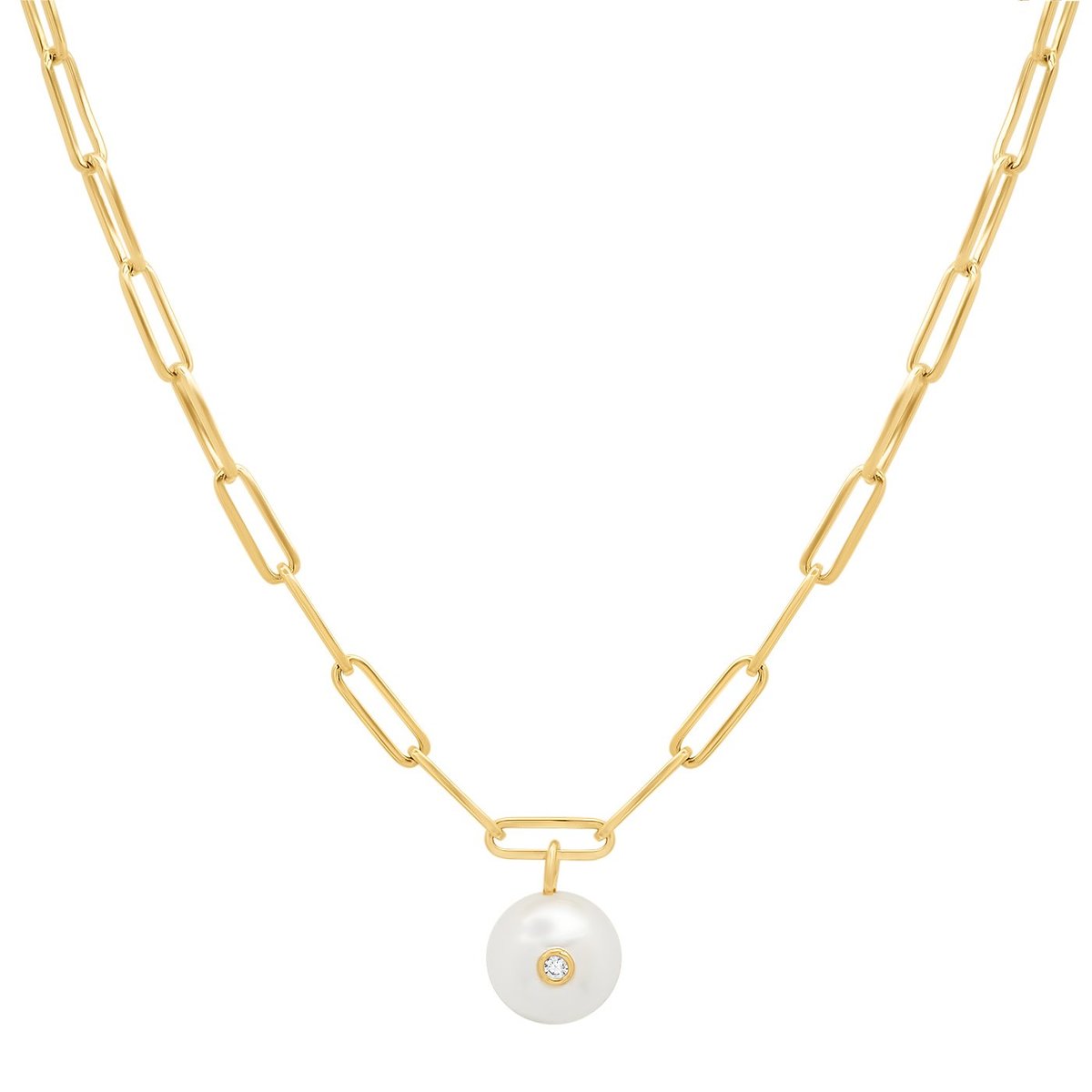 Tai Chain Link Necklace with Pearl Ball Accent - Gold - Image 1 of 1