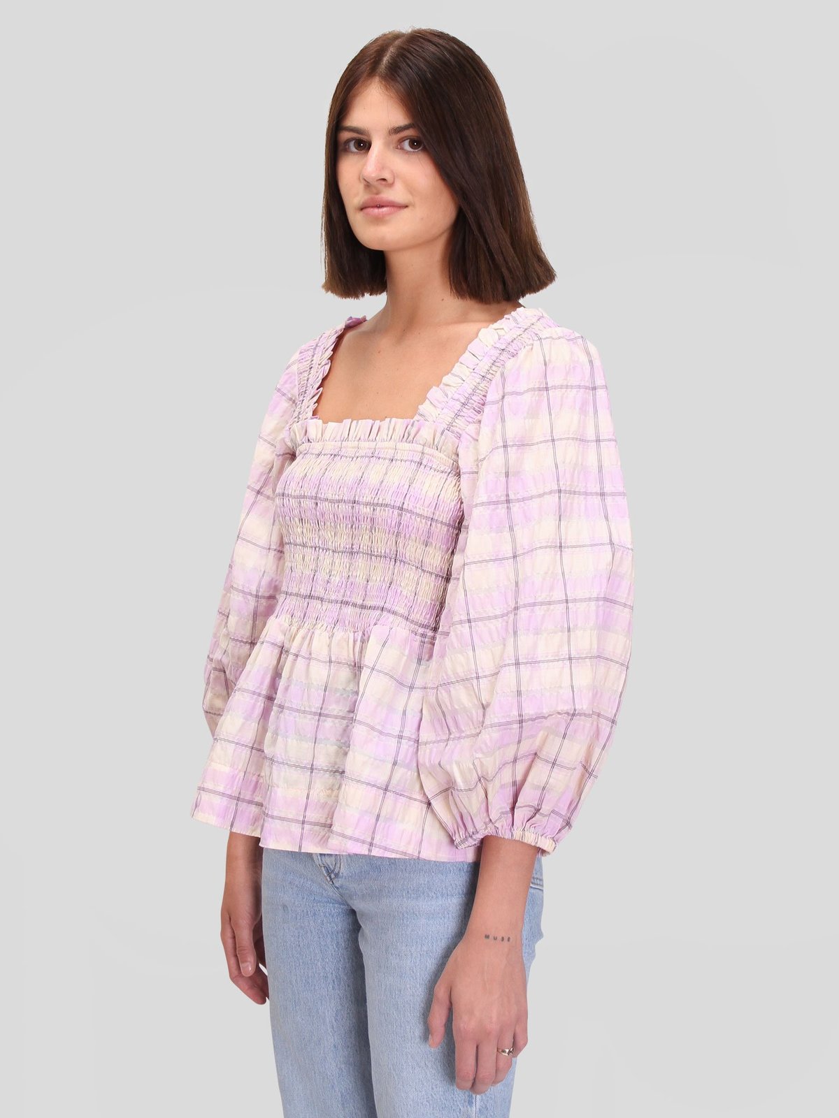 【送料&関税込】Ganni Fuchsia Cotton Top ganni-Red-Cotton-Smock-Tie-Top