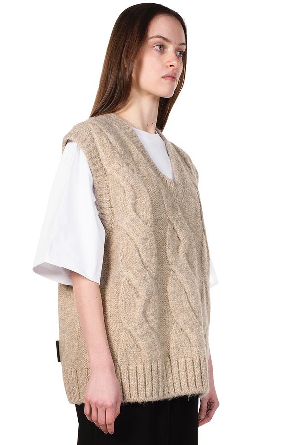 Cable Knit Vest - Beige | Garmentory