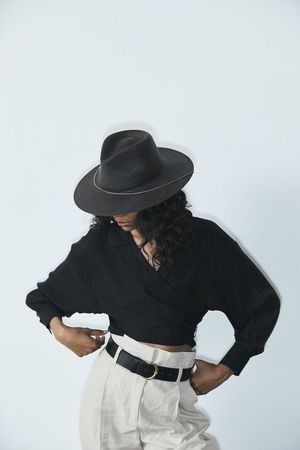 Janessa Leone Calder Hat - Black | Garmentory display picture 3