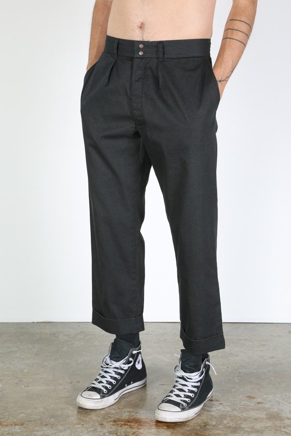 FUJITO WIDE SLACKS trousers - black | Garmentory