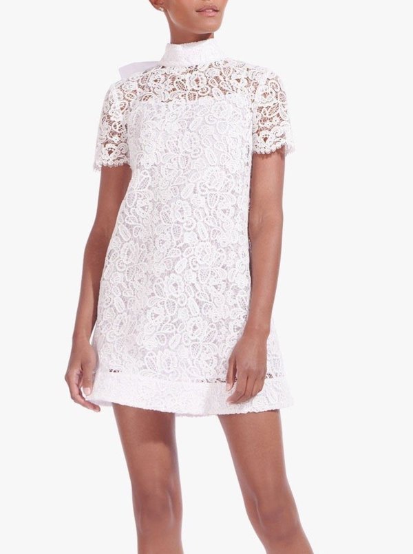 Staud Doris Lace Mini Dress - WHT on Garmentory