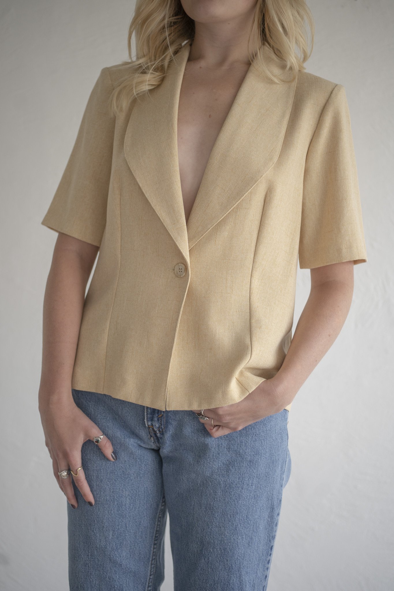 Vintage Short Sleeve Blazer Top 