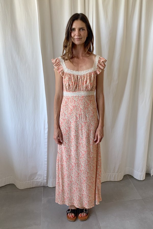 white christmas dresses Aubrie Cotton Midi Dress in Brown main image 1